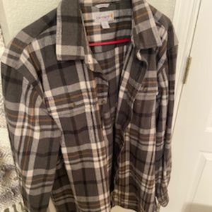 Men's Carhartt shirt XLT, gray & ivory